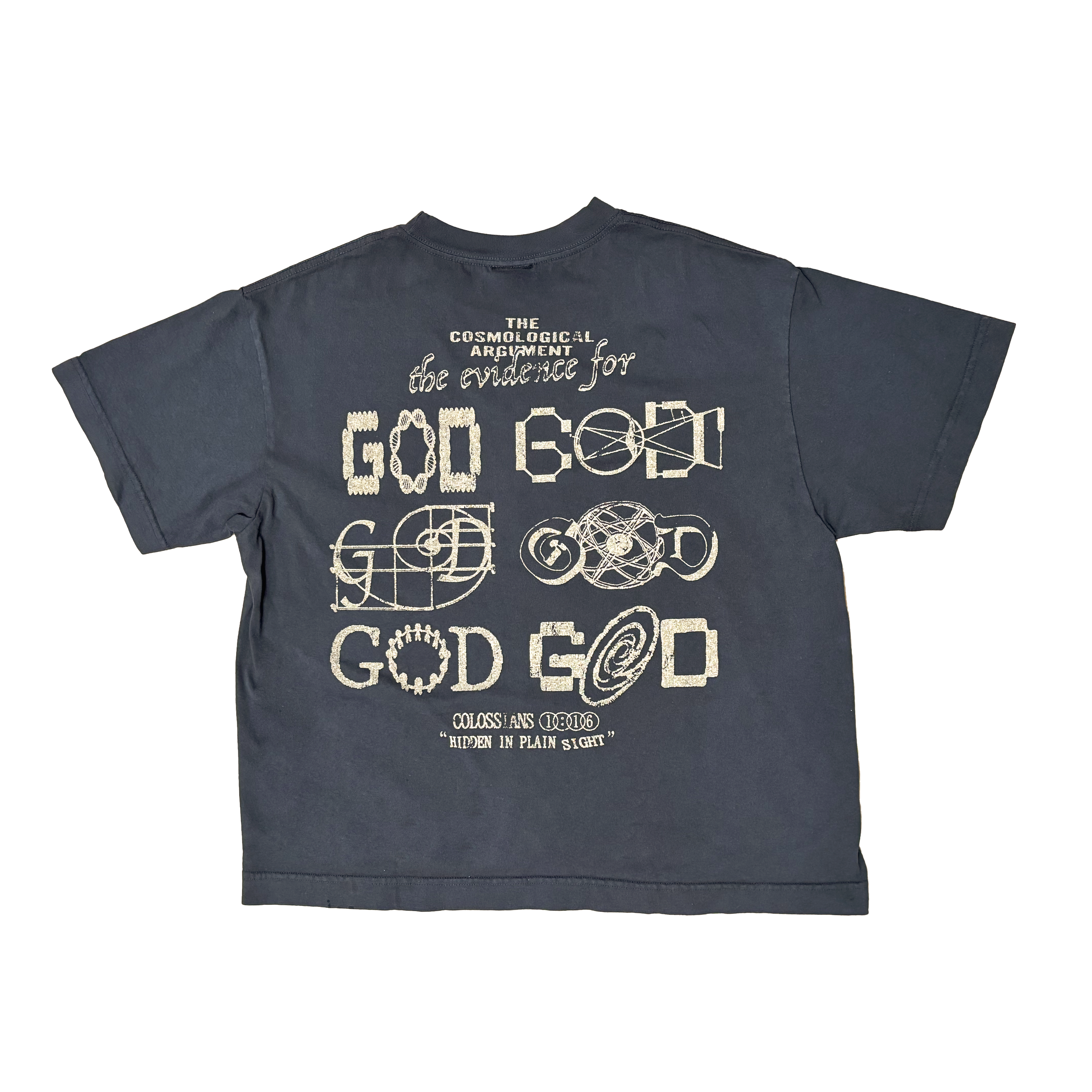 EVIDENCE FOR GOD | FADED BLACK BOXY T-SHIRT