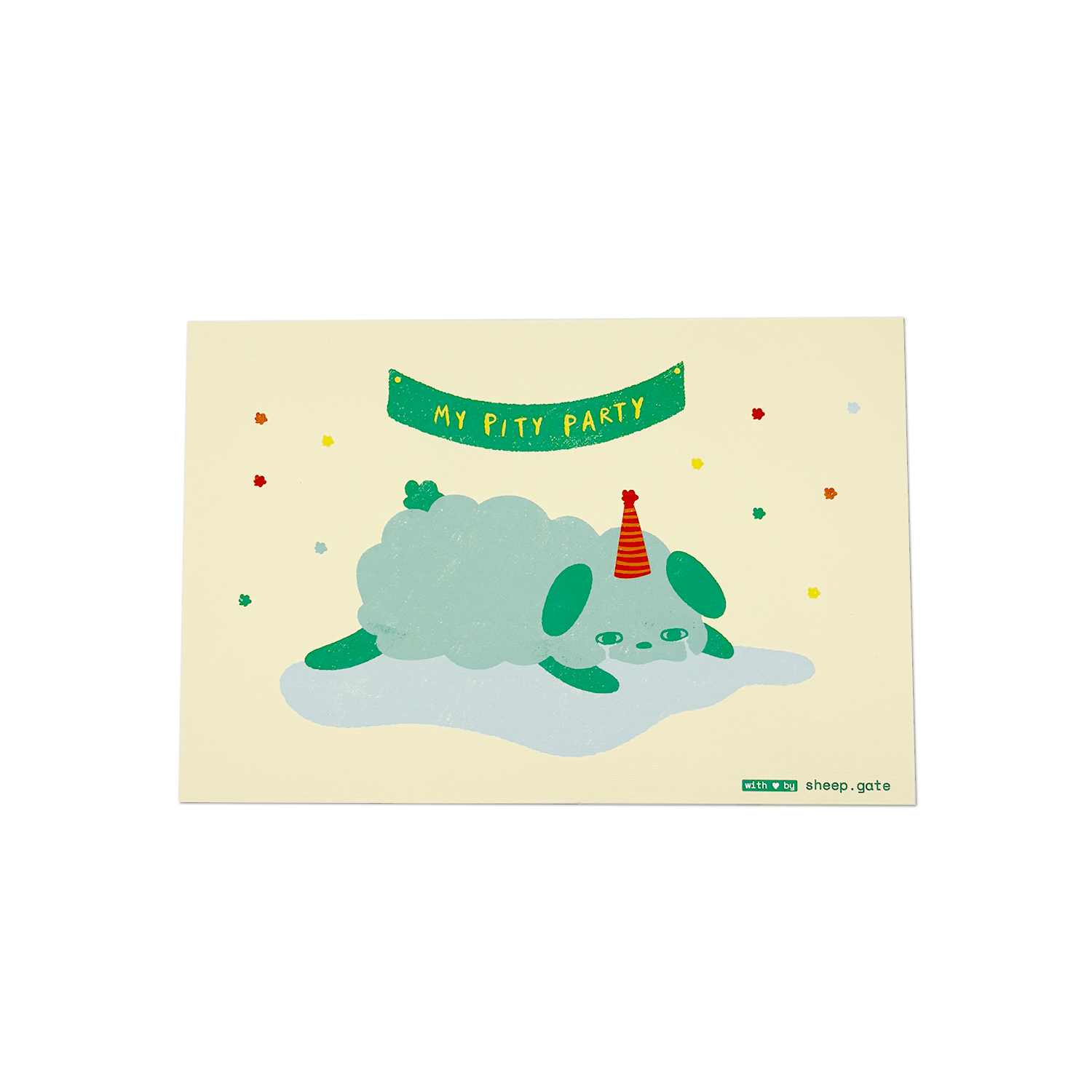 MY PITY PARTY | CUTE ILLUSTRATED POSTCARD